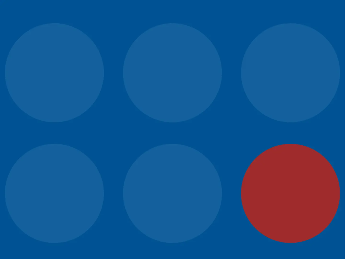 Red circle standing out among blue circles on a solid blue background.