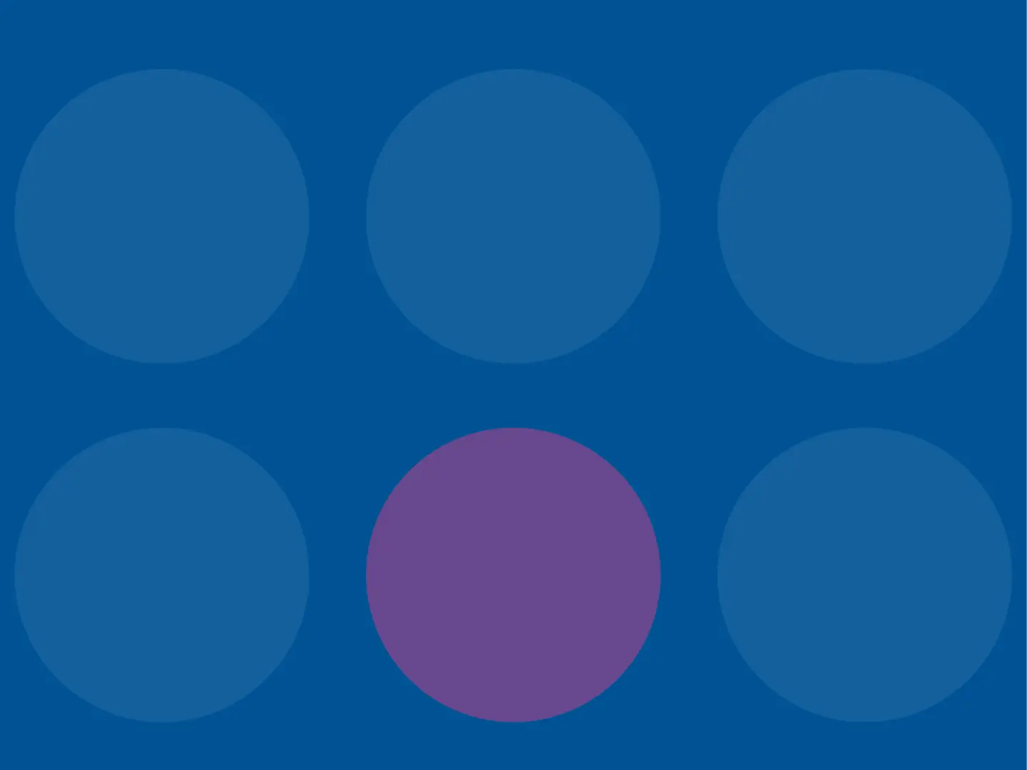 Purple circle stands out among five blue circles on a blue background.