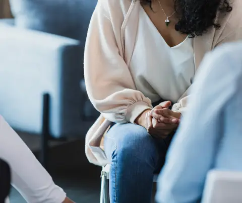 Woman participates in support group