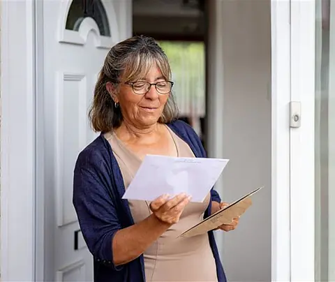 Woman looking at mail