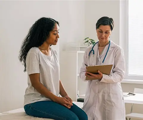 Woman visits doctor
