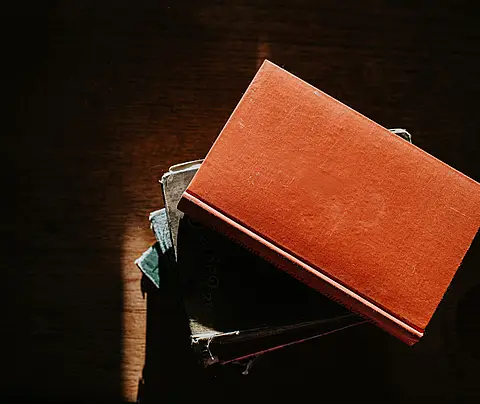 Educational books on table