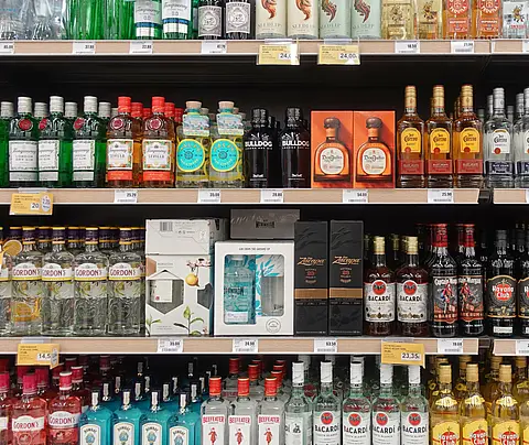 Spirits on store shelf