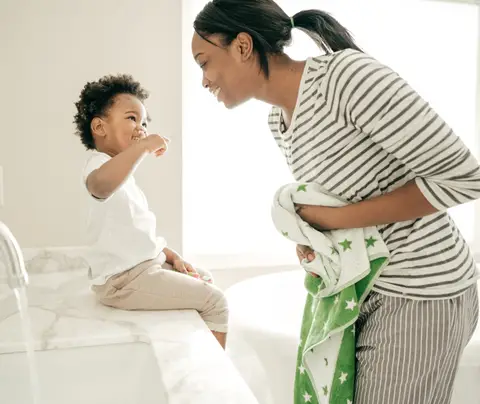 Stock image of parent and child