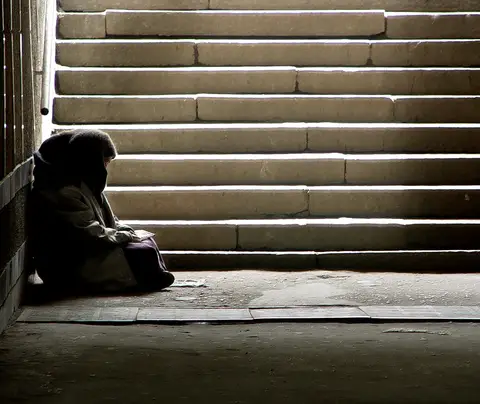 Person alone near stairwell