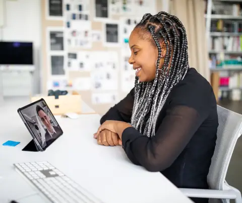 woman on video call