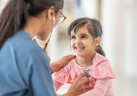 Girl at doctor visit