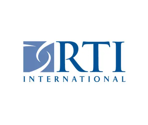 Logo featuring a stylized blue square design next to the text "RTI INTERNATIONAL" on a white background.