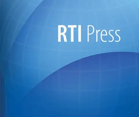 A blue background features the text "RTI Press," indicating a publication or organization.