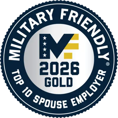 Silver and navy blue circular badge