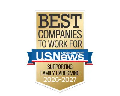 Logo for the 2026-2027 U.S. News & World Report Best Companies to Work For Supporting Family Caregiving Award