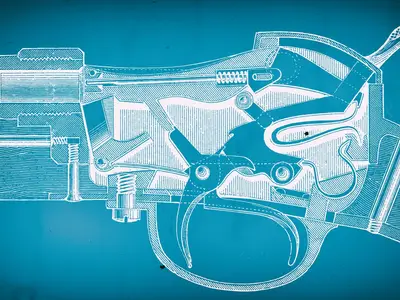 Image of a blueprint schematic of part of a gun