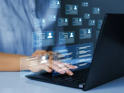 Person looking at data and administrative records on a computer