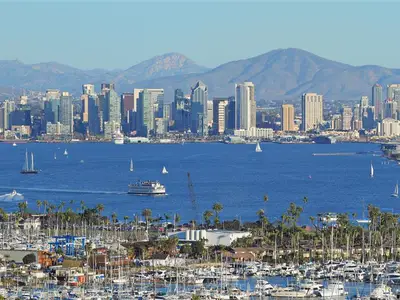 Skyline view across the bay in San Diego