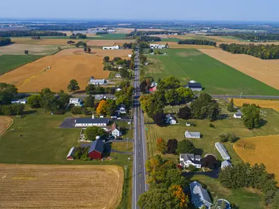 aerial view of farm land
