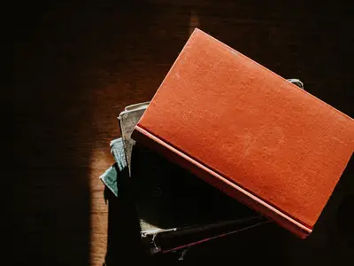 Educational books on table