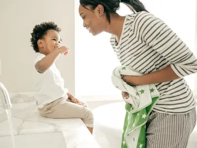 Stock image of parent and child