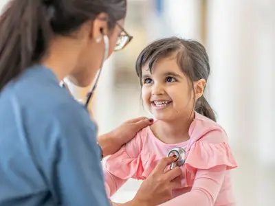Girl at doctor visit