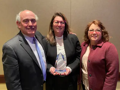 Jeri Ropero-Miller after accepting the 2022 Rolla N. Harger Award