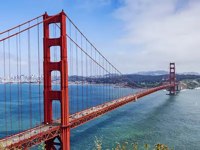 The famous Golden Gate Bridge in San Francisco, California.