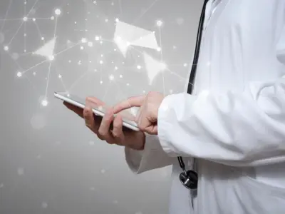 Doctor holding phone