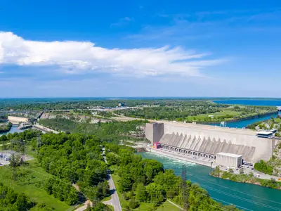 Aerial view of hydropower dam