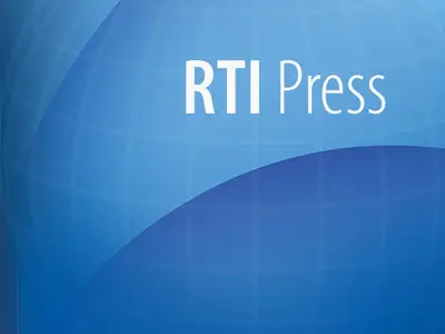 A blue background features the text "RTI Press," indicating a publication or organization.