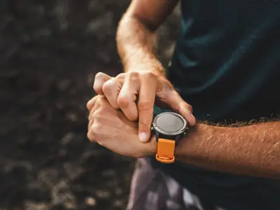 Man wearing smart watch
