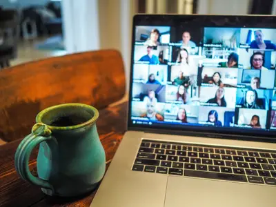 Image of  virtual conference on a computer 