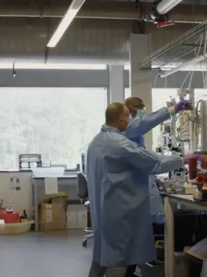 Researchers in a lab.