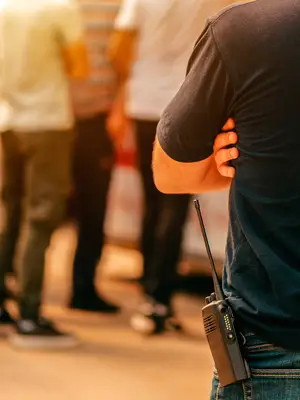 security guard in a crowd