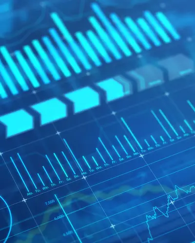 A digital illustration of selected graphs and charts