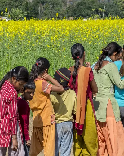 Women and girls standing in a line