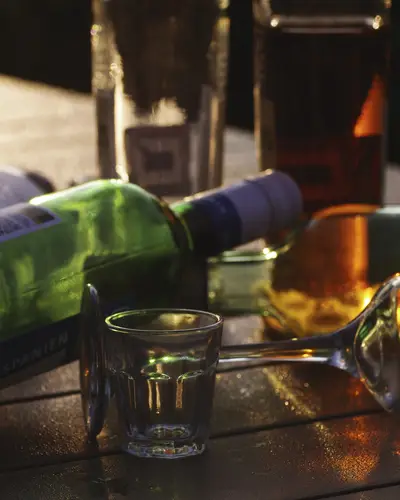 Photo of glasses and liquor bottles