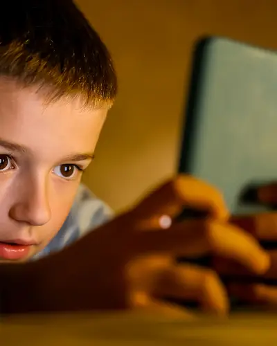 Child looking at smartphone