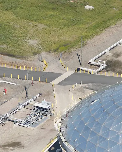 Aerial view of a natural gas storage facility