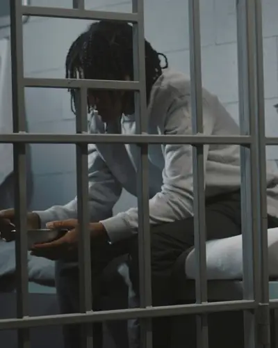 Person behind bars in prison