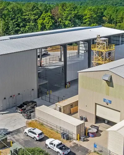 two industrial buildings from an aerial view