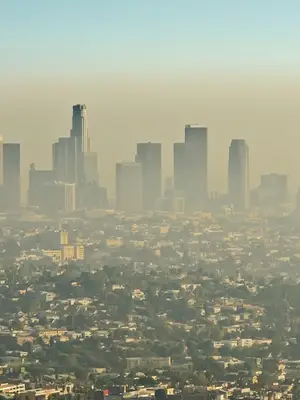 City of Los Angeles skyline in a haze of smog