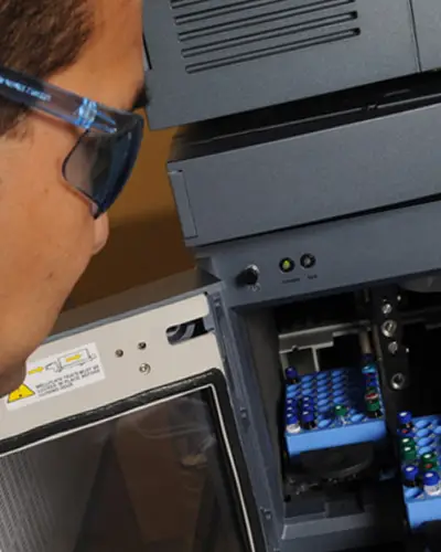 researcher prepares samples in our metabolomics laboratory