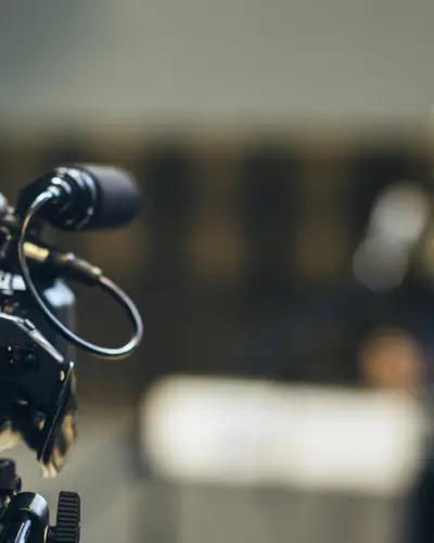 Video camera at a press conference