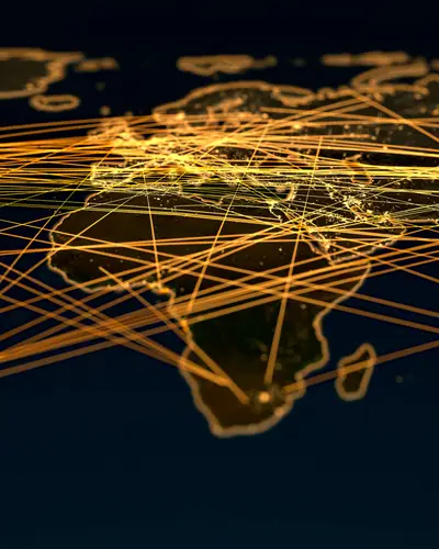 map of the world with interconnecting lines