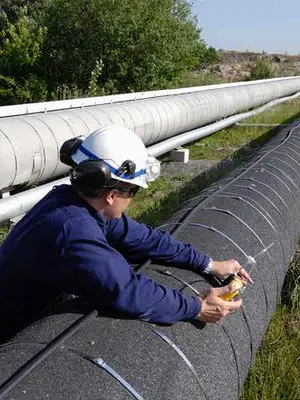 Image of worker in hard hat checking Atlantic Coast Pipeline