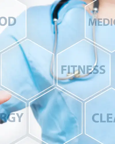  Abstract image of health and person in scrubs