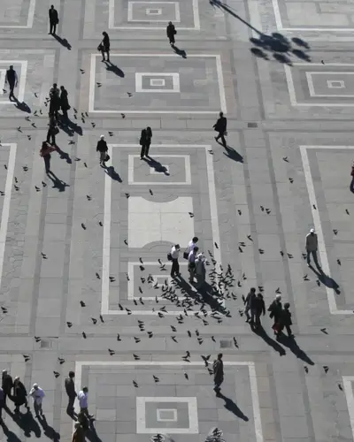 People walking in random patterns