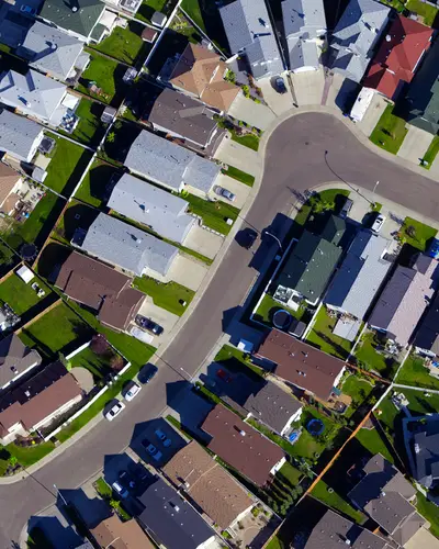 Aerial photograph of neighborhood