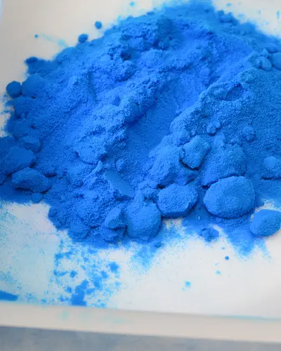 Blue powder on plate