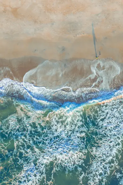 Aerial view of ocean and beach