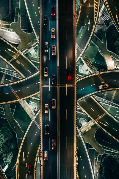 Intersecting highways at night