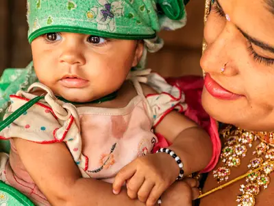 Mother and baby in India